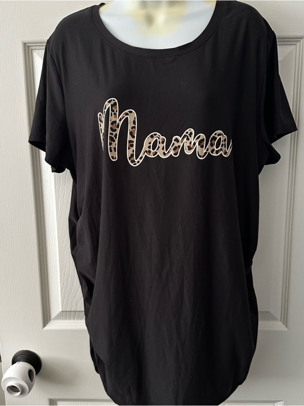 Time and Tru Black Leopard letters “Mama” Maternity Tee size XL